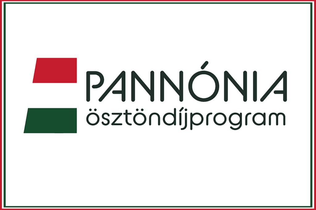 Pannónia Ösztöndíjprogram felirat és mellette magyar zászló grafika.