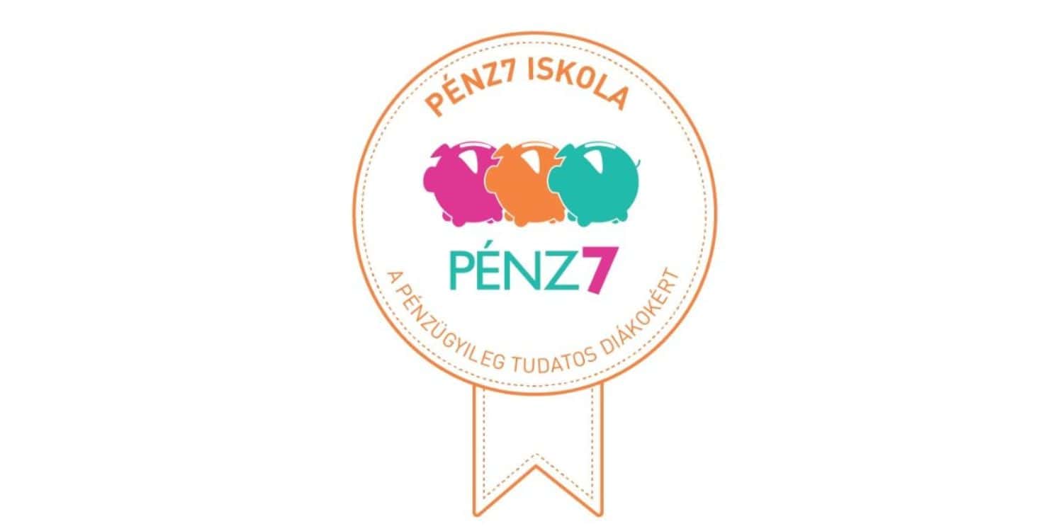 Pénz7 iskoláknak szóló kitüntetés grafikája.
